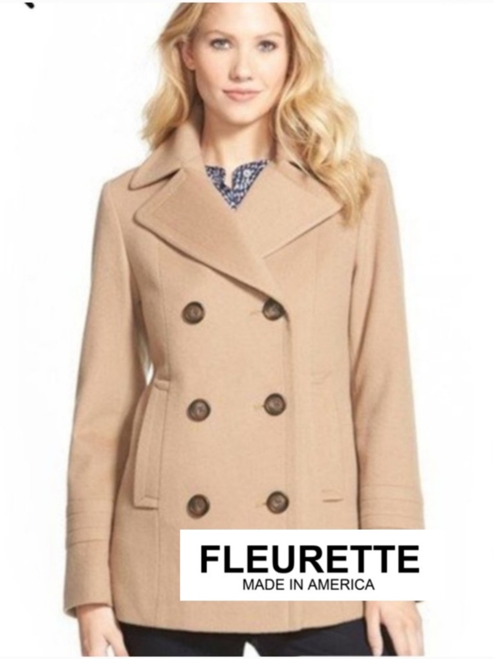 Fleurette Loro Piana wool camel peacoat, 16, GP1550